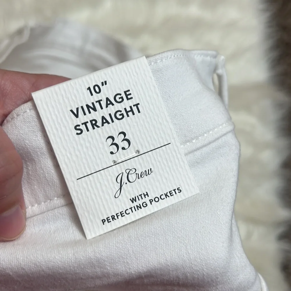 NWT J. Crew 10” Vintage Straight White Jeans 33